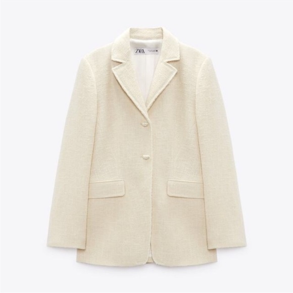 Zara Jackets & Blazers - Zara limited edition Cream Women's double breasted Blazer with pearl button